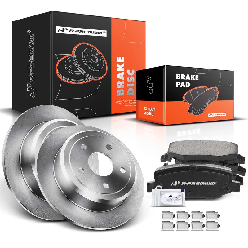 Rear Disc Brake Rotors & Ceramic Brake Pads for Jeep Wrangler 07-17 Wrangler JK