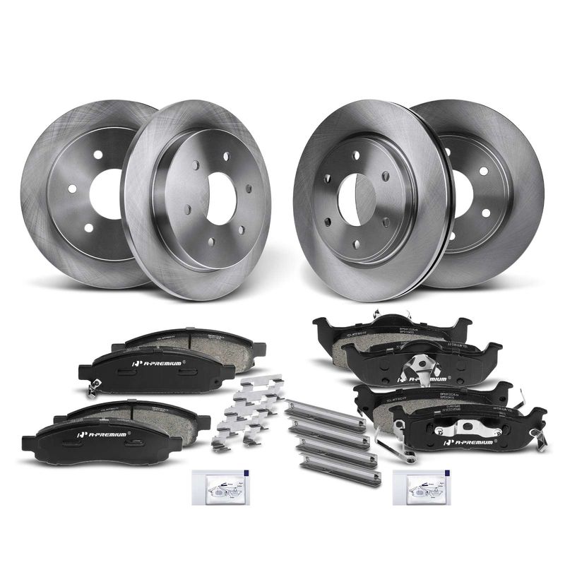 Front & Rear Disc Brake Rotors & Ceramic Brake Pads for Nissan Armada INFINITI