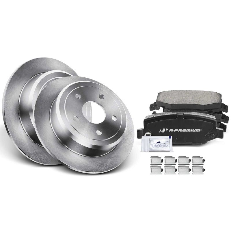 Rear Disc Brake Rotors & Ceramic Brake Pads for Jeep Wrangler 07-17 Wrangler JK