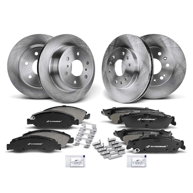Front & Rear Disc Brake Rotors & Ceramic Brake Pads for Chevy Silverado 1500
