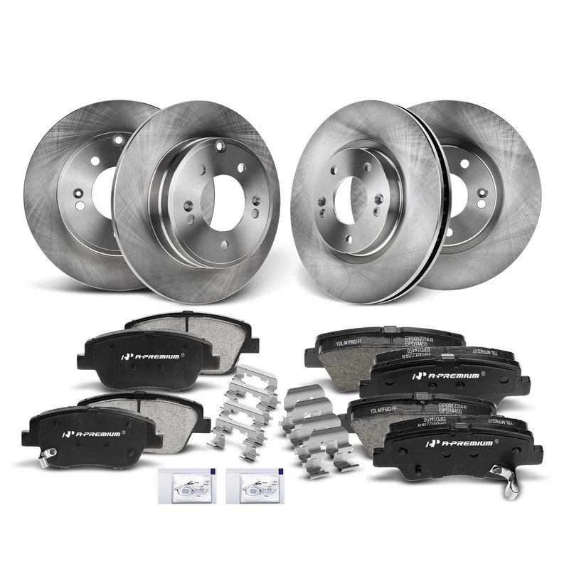 Front & Rear Disc Brake Rotors & Ceramic Brake Pads for Kia Optima Hyundai