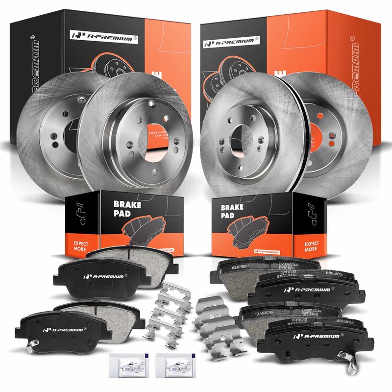 Front & Rear Disc Brake Rotors & Ceramic Brake Pads for Kia Optima Hyundai