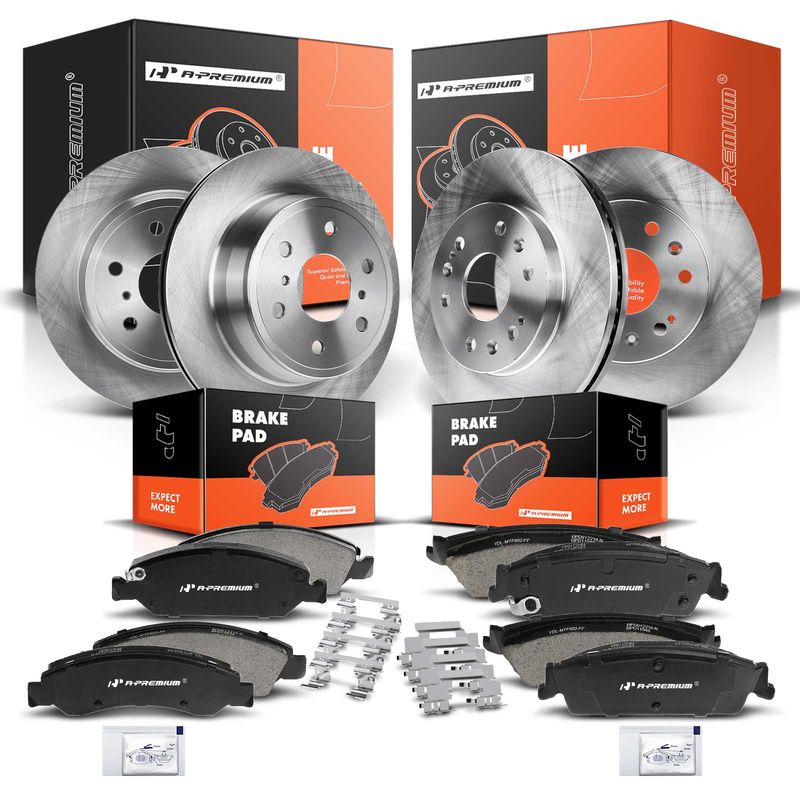 Front & Rear Disc Brake Rotors & Ceramic Brake Pads for Chevy Silverado 1500 GMC