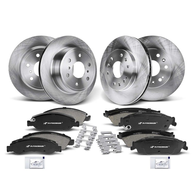 Front & Rear Disc Brake Rotors & Ceramic Brake Pads for Chevy Silverado 1500 GMC