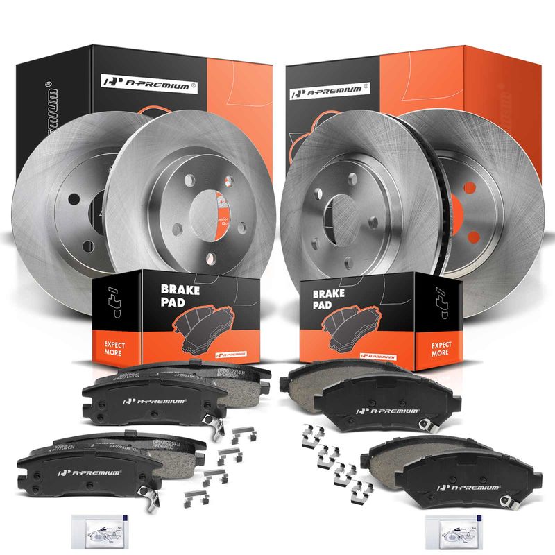 Front & Rear Disc Brake Rotors & Ceramic Brake Pads for Cadillac DeVille Buick
