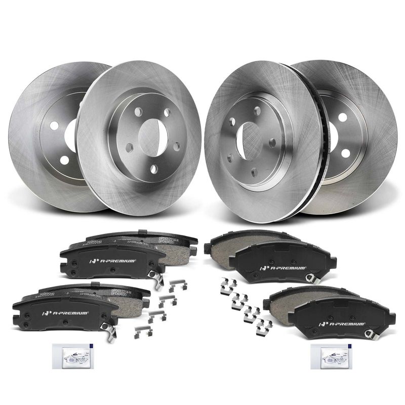 Front & Rear Disc Brake Rotors & Ceramic Brake Pads for Cadillac DeVille Buick