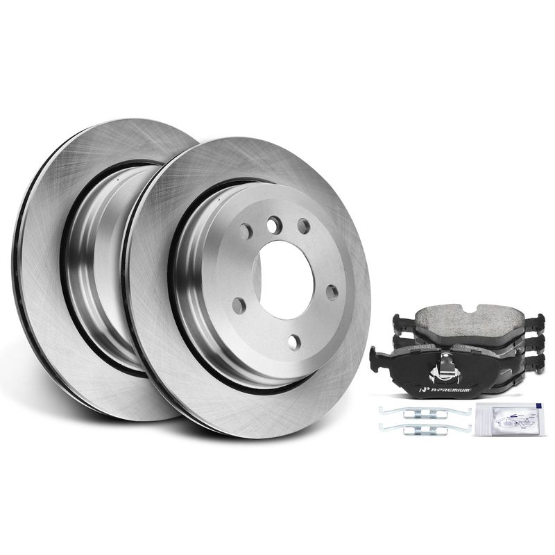 Rear Disc Brake Rotors & Ceramic Brake Pads for BMW 325xi 01-05 E46 L6 2.5L AWD