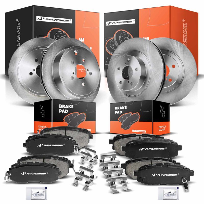 Front & Rear Disc Brake Rotors & Ceramic Brake Pads for Subaru BRZ 2013-2016