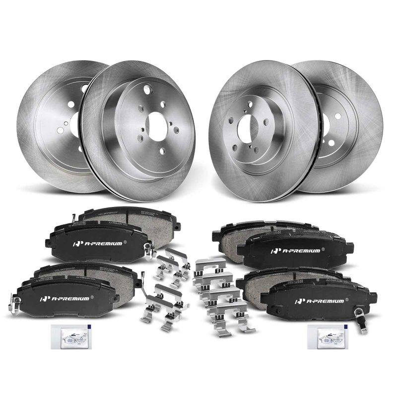 Front & Rear Disc Brake Rotors & Ceramic Brake Pads for Subaru BRZ 2013-2016
