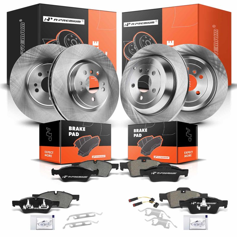 Front & Rear Disc Brake Rotors & Ceramic Brake Pads for Mercedes-Benz ML320 W164