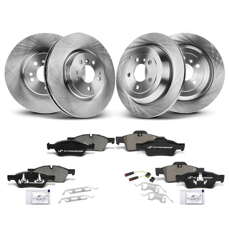 Front & Rear Disc Brake Rotors & Ceramic Brake Pads for Mercedes-Benz ML320 W164