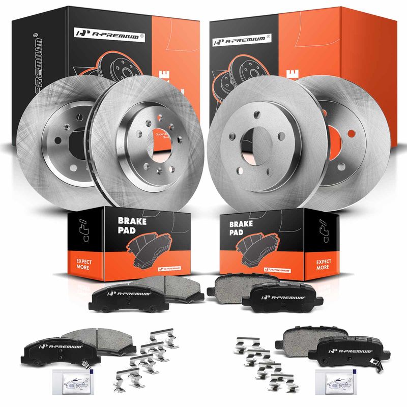 Front & Rear Disc Brake Rotors & Ceramic Brake Pads for Chevrolet Impala Impala