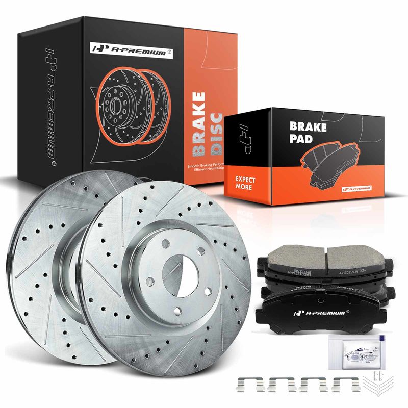 Front Drilled Rotors & Ceramic Brake Pads for Nissan Maxima 09-14 16-19 319.8mm