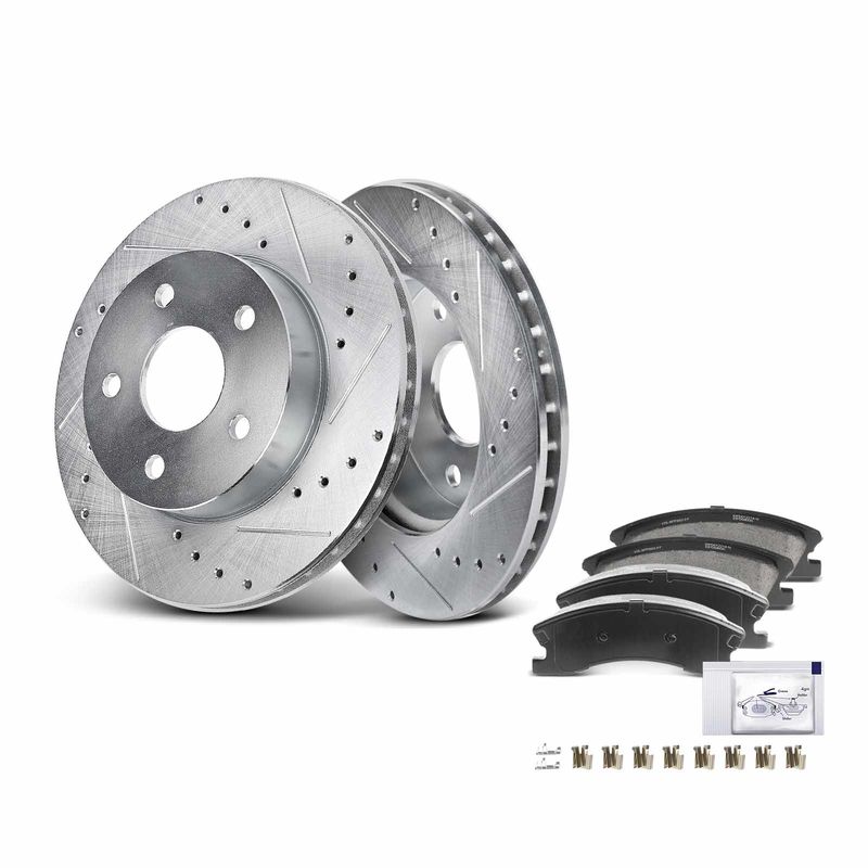Front Drilled Rotors & Ceramic Brake Pads for Jeep Grand Cherokee 1999-2004