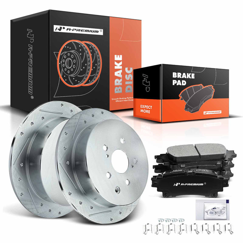 Rear Drilled Rotors & Ceramic Brake Pads for Lexus RX350 Toyota Highlander Sienna