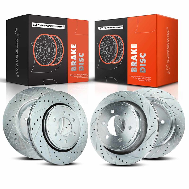 Front & Rear Drilled Brake Rotors for Ford F-150 2012-2020 fit 6-Lug Wheels