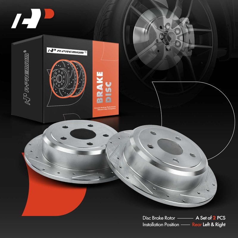 Rear Drilled Brake Rotors for Jeep Wrangler 2007-2017 Wrangler JK 2018