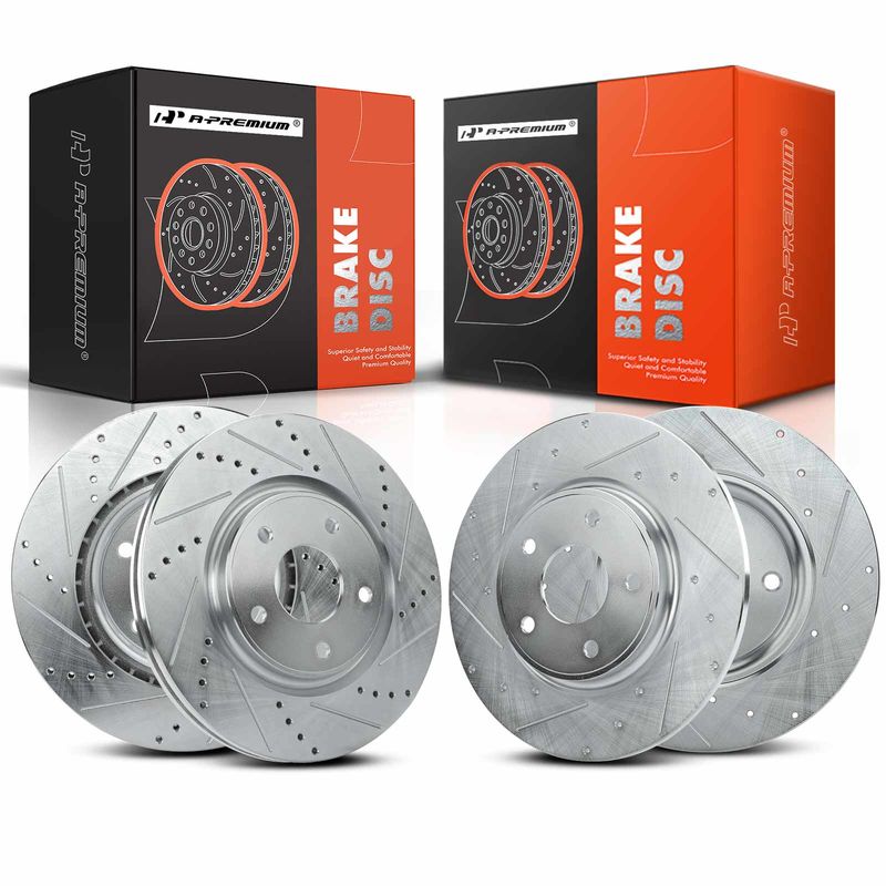 Front & Rear Drilled Brake Rotors for Dodge Journey Chrysler Town & Country Ram