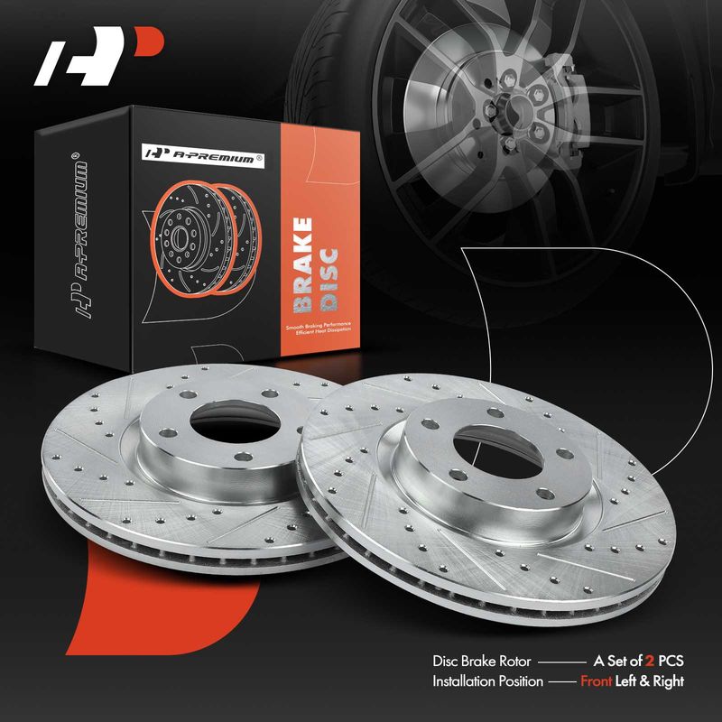 Front Drilled Brake Rotors for Mazda 3 2004-2013 5 2006-2010 2012-2017 300mm