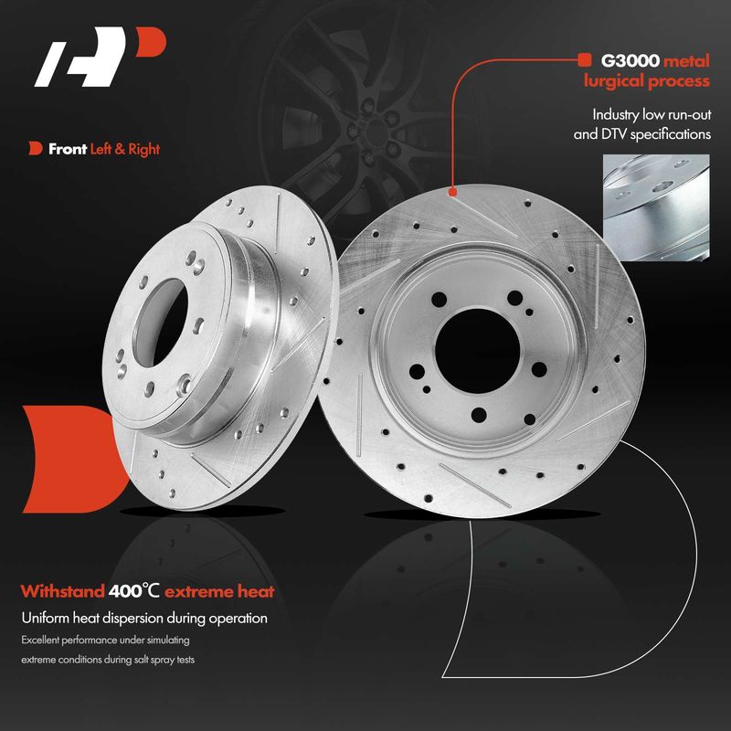 Front & Rear Drilled Brake Rotors for Hyundai Sonata 06-16 Kia Optima 11-15