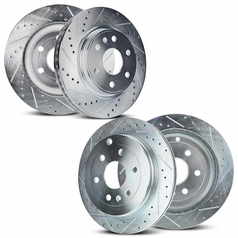 Front & Rear Drilled Brake Rotors for Chevrolet Traverse 09-17 GMC Buick Saturn
