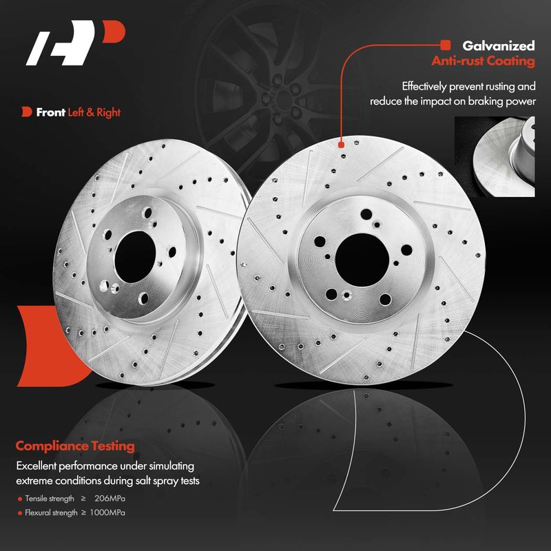 Front Drilled Brake Rotors for Honda Pilot 2009-2015 Acura MDX ZDX RLX