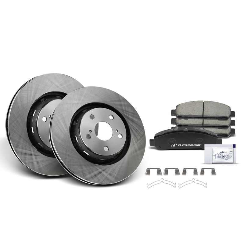 Front Disc Brake Rotors & Ceramic Brake Pads for Toyota Venza 09-16 2.7L 3.5L