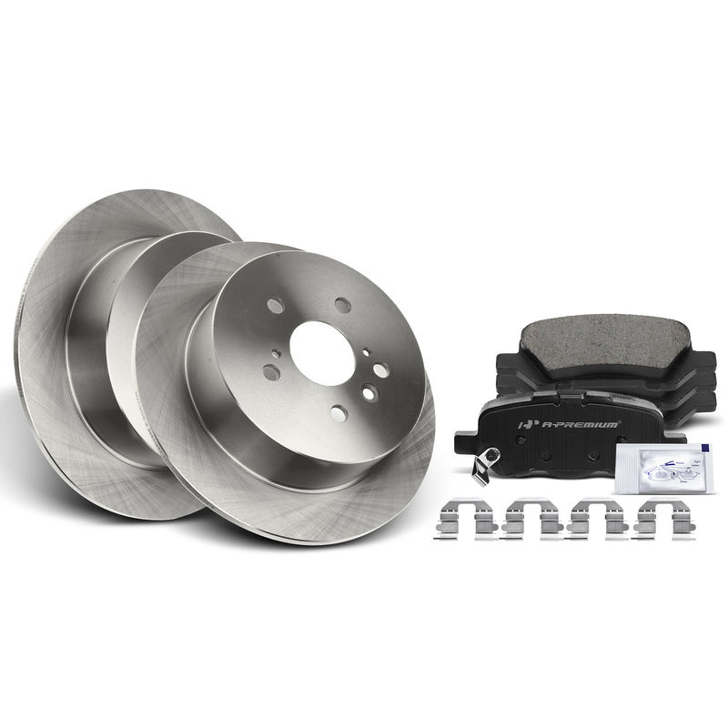 Rear Disc Brake Rotors & Ceramic Brake Pads for Toyota Venza 2009-2016 2.7L 3.5L