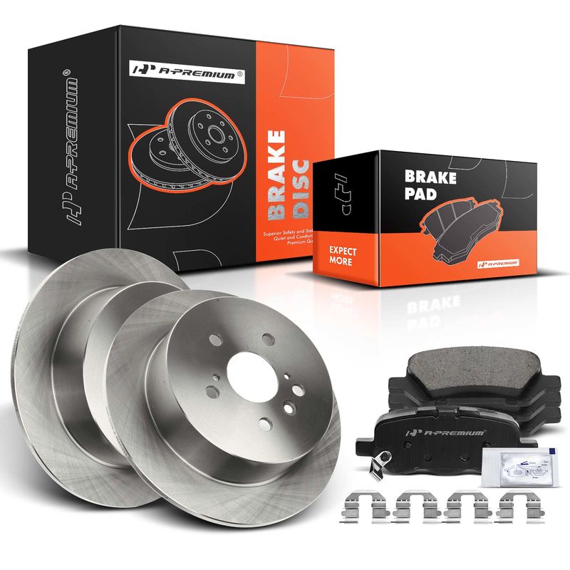 Rear Disc Brake Rotors & Ceramic Brake Pads for Toyota Venza 2009-2016 2.7L 3.5L