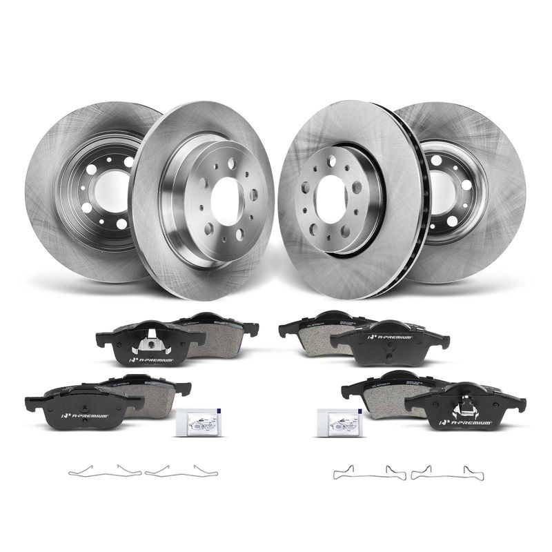 Front & Rear Disc Brake Rotors & Ceramic Brake Pads for Volvo S60 01-09 S80 XC70