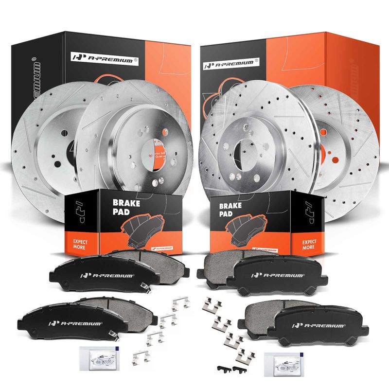 Front & Rear Drilled Rotors & Ceramic Brake Pads for Acura MDX ZDX Honda Pilot