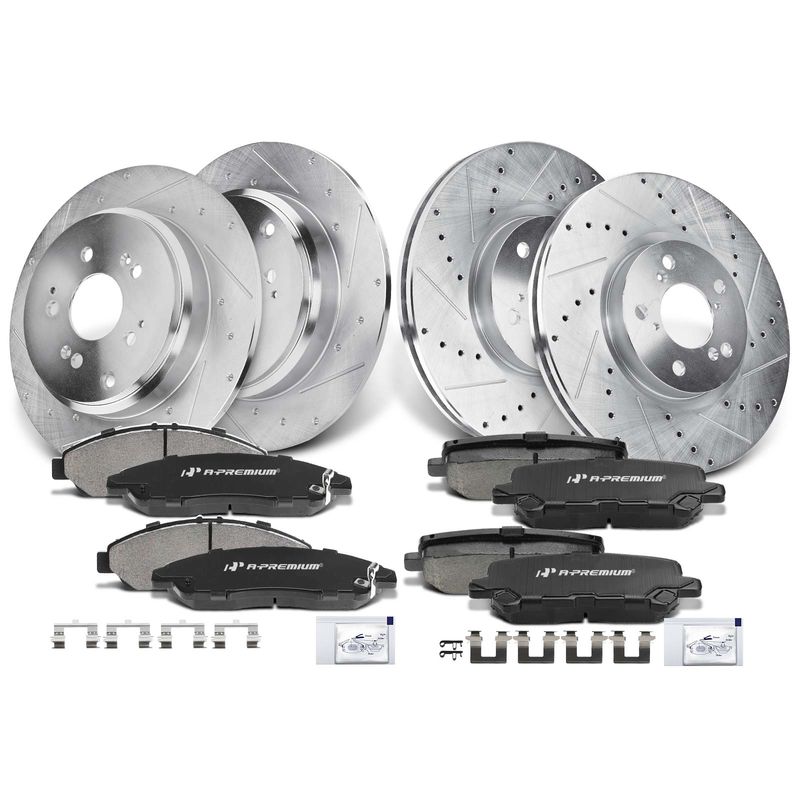 Front & Rear Drilled Rotors & Ceramic Brake Pads for Acura MDX ZDX Honda Pilot