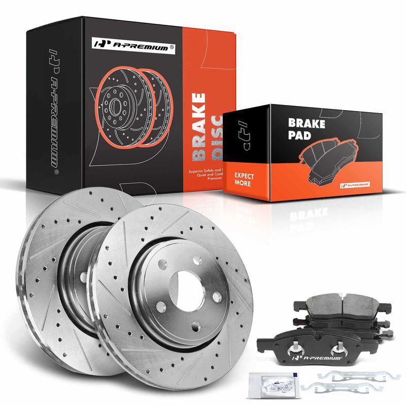 Front Drilled Rotors & Ceramic Brake Pads for Dodge Durango Jeep Grand Cherokee