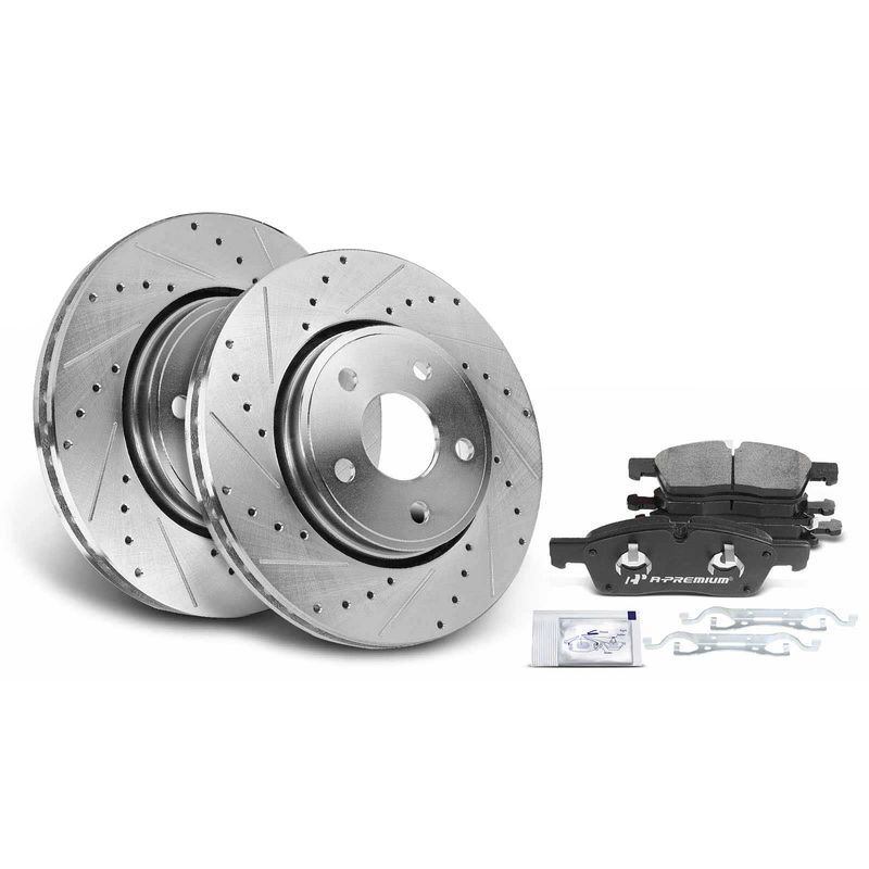 Front Drilled Rotors & Ceramic Brake Pads for Dodge Durango Jeep Grand Cherokee