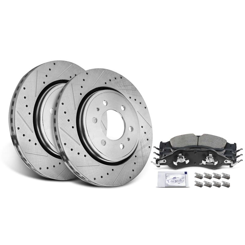 Front Drilled Rotors & Ceramic Brake Pads for Ford Expedition 2007-2009 Lincoln