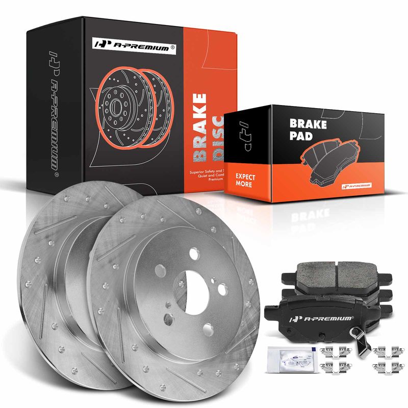 Rear Drilled Rotors & Ceramic Brake Pads for Toyota Corolla Matrix Lexus Pontiac