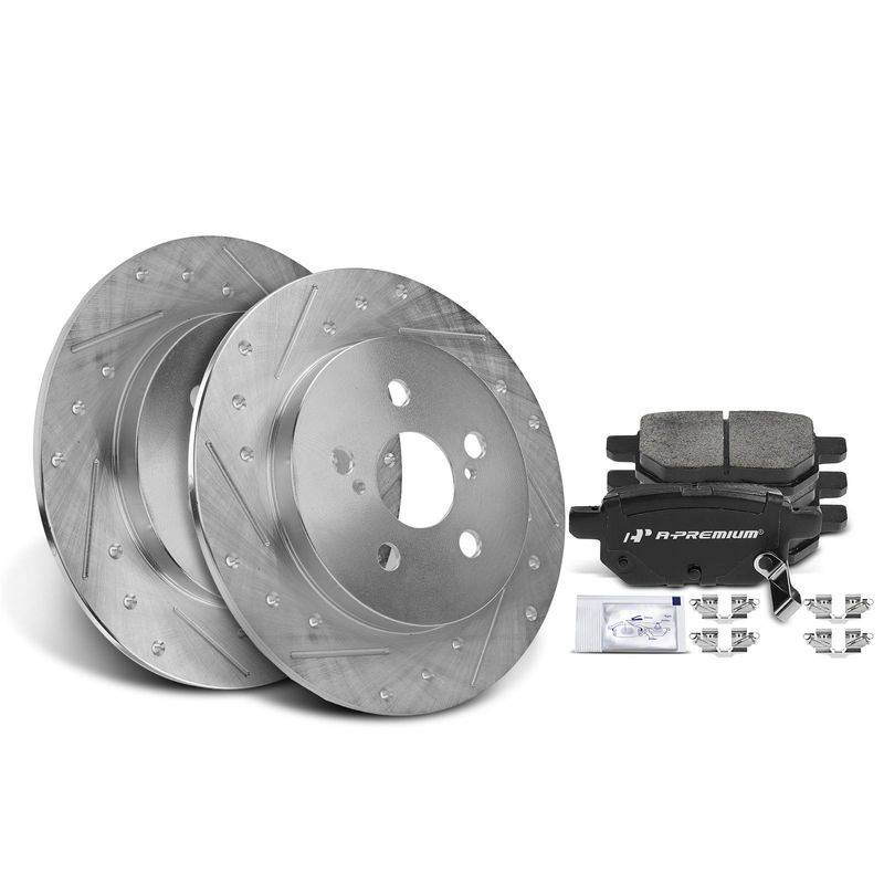 Rear Drilled Rotors & Ceramic Brake Pads for Toyota Corolla Matrix Lexus Pontiac