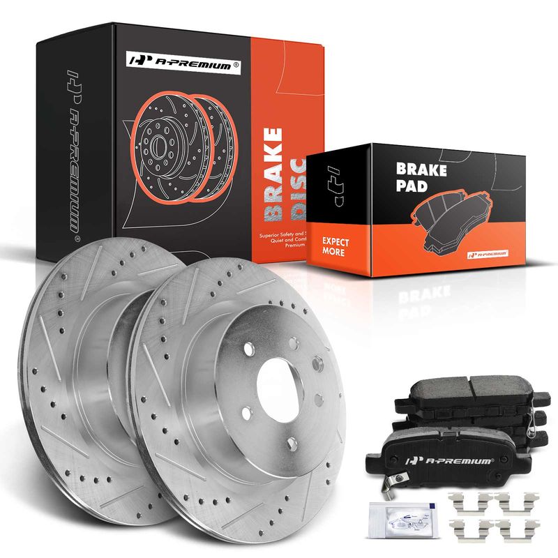 Rear Drilled Rotors & Ceramic Brake Pads for INFINITI EX35 G25 G37 M35 M45 Q40