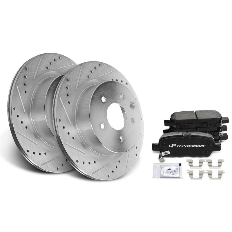 Rear Drilled Rotors & Ceramic Brake Pads for INFINITI EX35 G25 G37 M35 M45 Q40