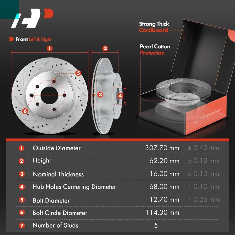 Rear Drilled Rotors & Ceramic Brake Pads for INFINITI EX35 G25 G37 M35 M45 Q40