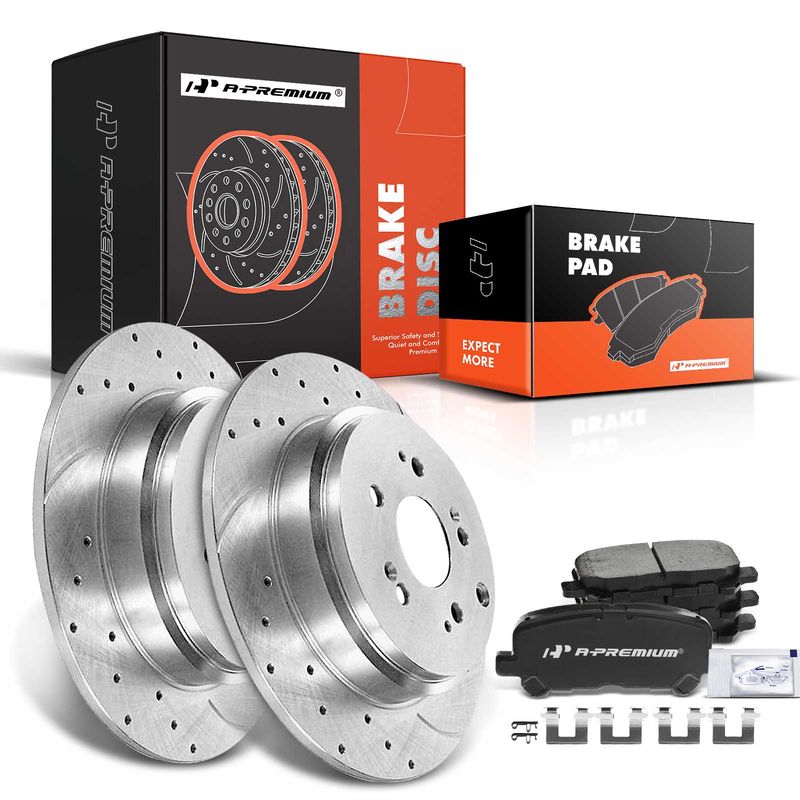 Rear Drilled Rotors & Ceramic Brake Pads for Honda Odyssey 07-13 Pilot Acura MDX