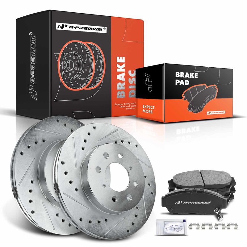 Front Drilled Rotors & Ceramic Brake Pads for Acura Integra 94-01 Honda 93-95