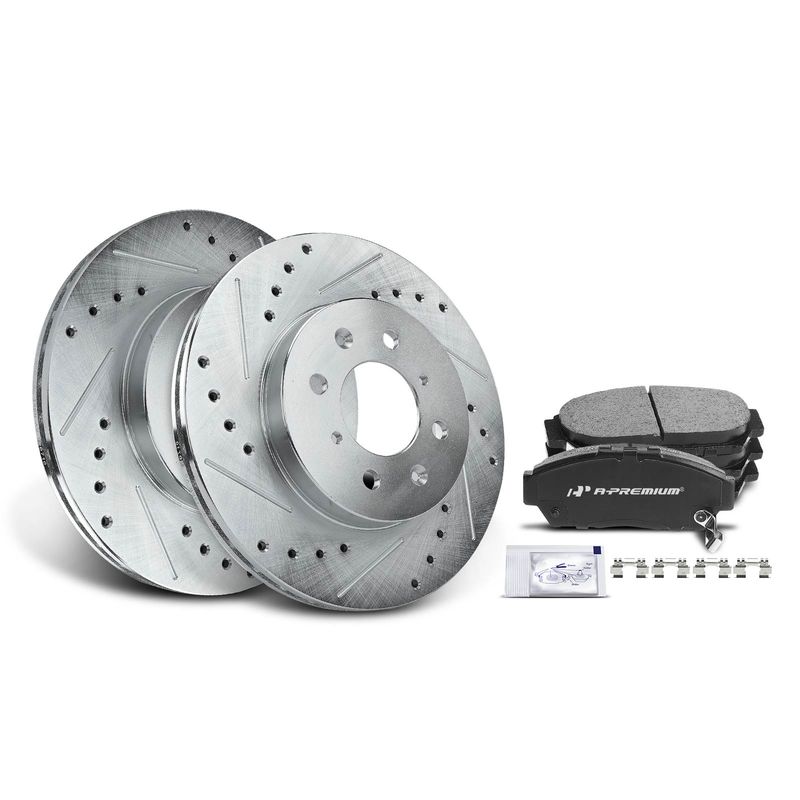 Front Drilled Rotors & Ceramic Brake Pads for Acura Integra 94-01 Honda 93-95