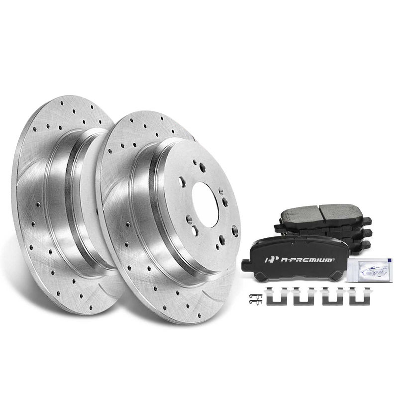 Rear Drilled Rotors & Ceramic Brake Pads for Honda Odyssey 07-13 Pilot Acura MDX