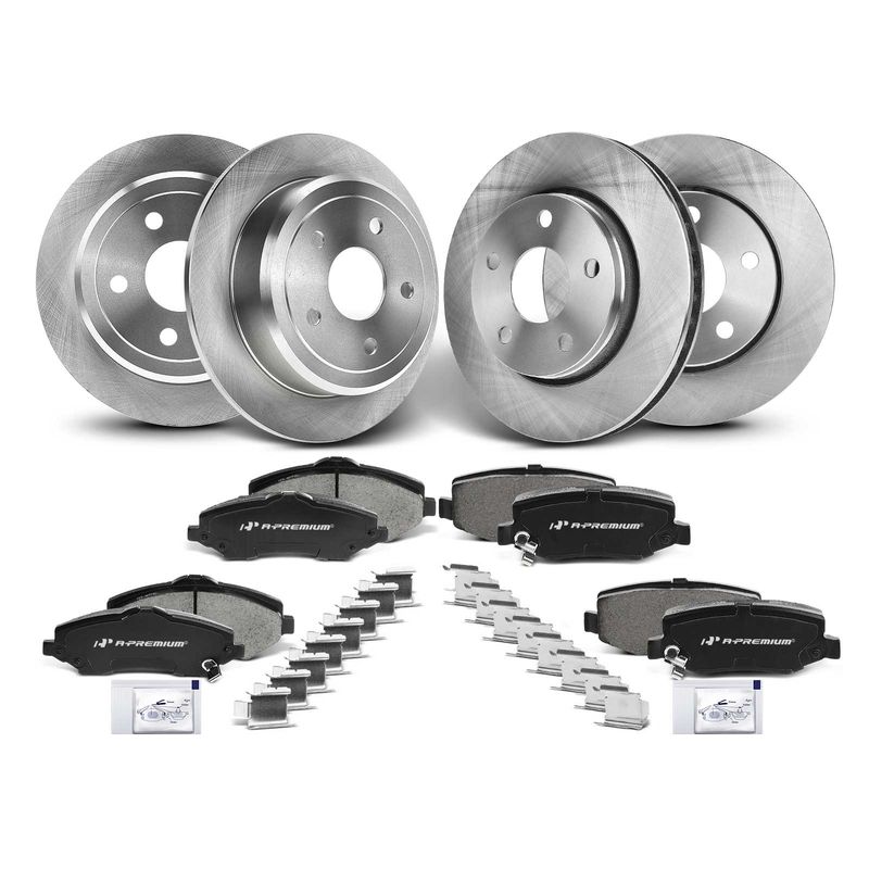 Front & Rear Disc Brake Rotors & Ceramic Brake Pads for Jeep Wrangler 07-17
