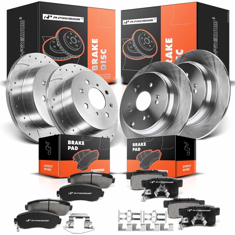 Front & Rear Drilled Rotors & Ceramic Brake Pads for Acura RDX Honda CR-V