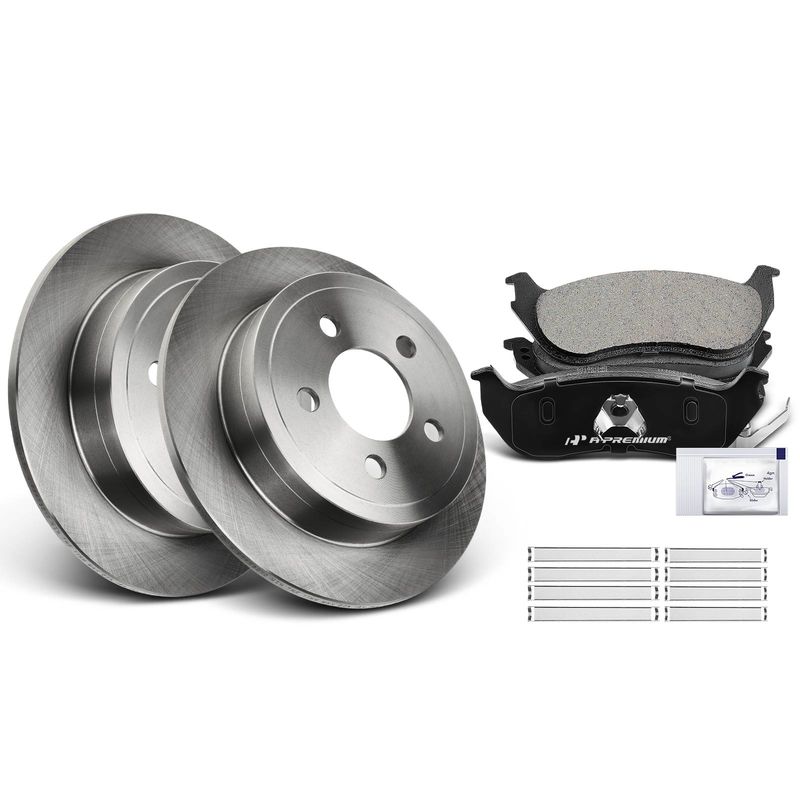 Rear Disc Brake Rotors & Ceramic Brake Pads for Jeep Liberty 2003-2007 Wrangler