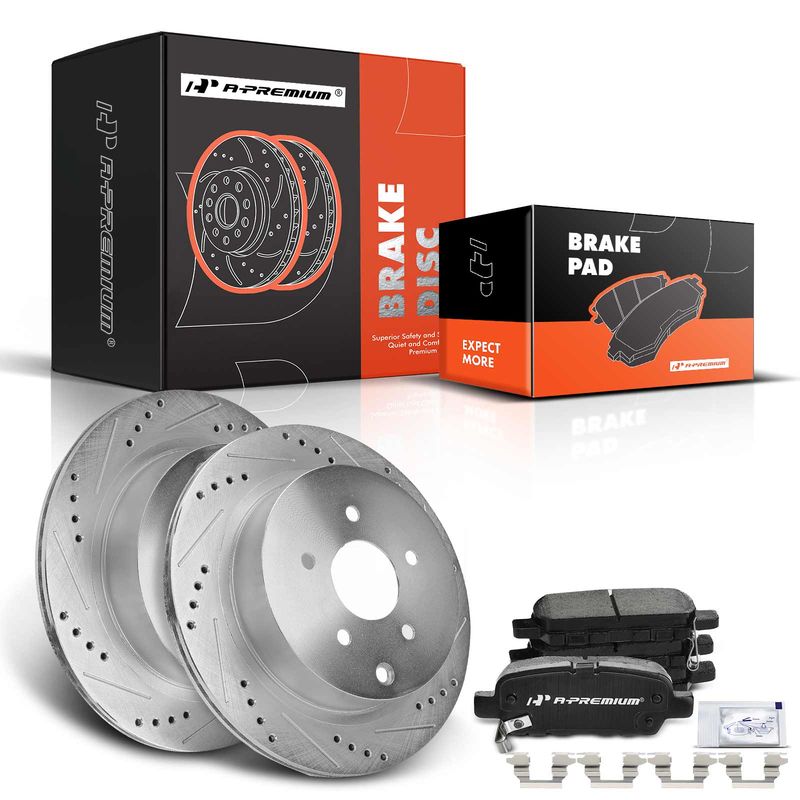 Rear Drilled Rotors & Ceramic Brake Pads for Nissan Murano 03-07 09-19 INFINITI