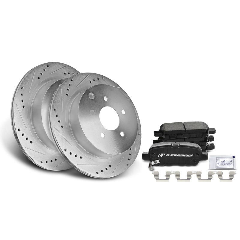Rear Drilled Rotors & Ceramic Brake Pads for Nissan Murano 03-07 09-19 INFINITI