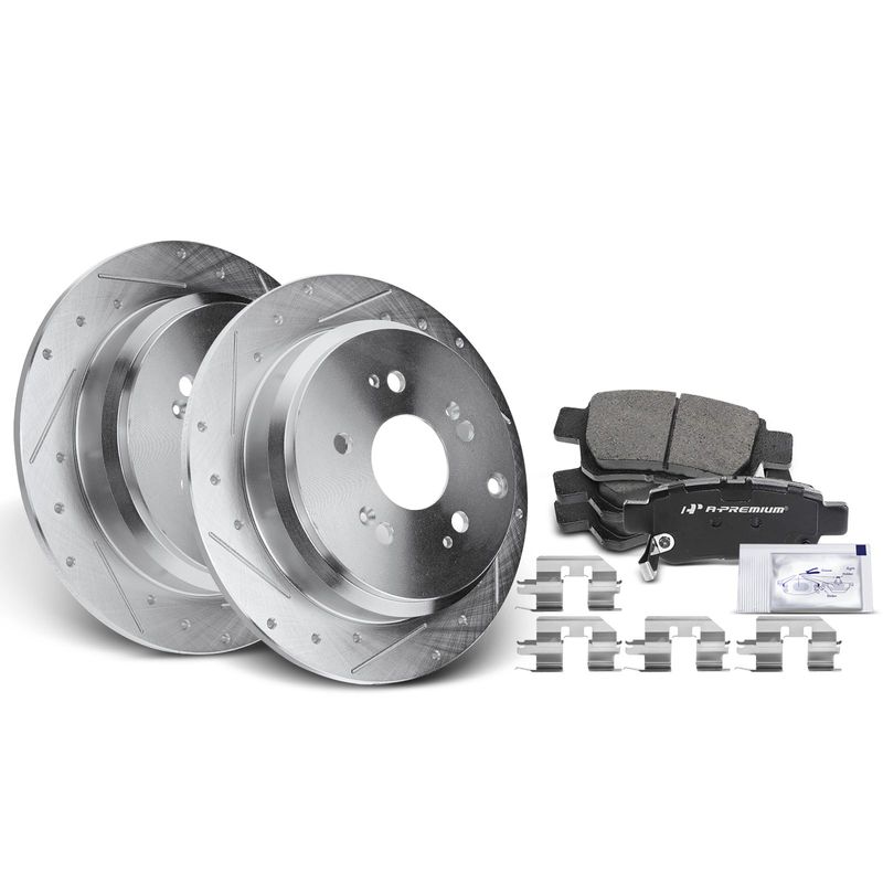 Rear Drilled Rotors & Ceramic Brake Pads for Honda Odyssey 2005-2010 V6 3.5L